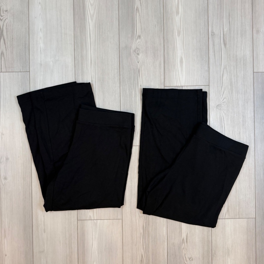 Pure Jill Pima Cotton Modal Pants Lot of 2 Black Wide Leg Petite Large KPT020402